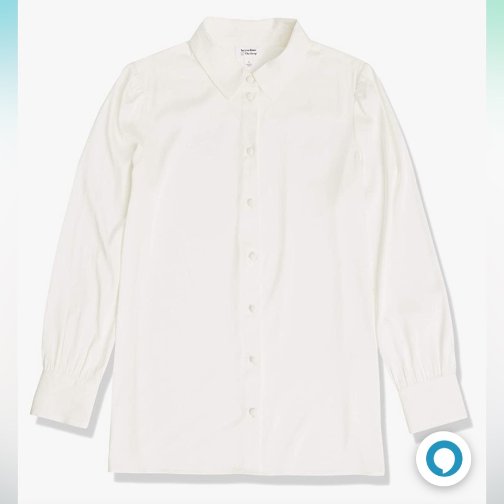 NWOT The Drop Standard @Lucyswhims Long-Sleeve Button Down Stretch Satin Shirt